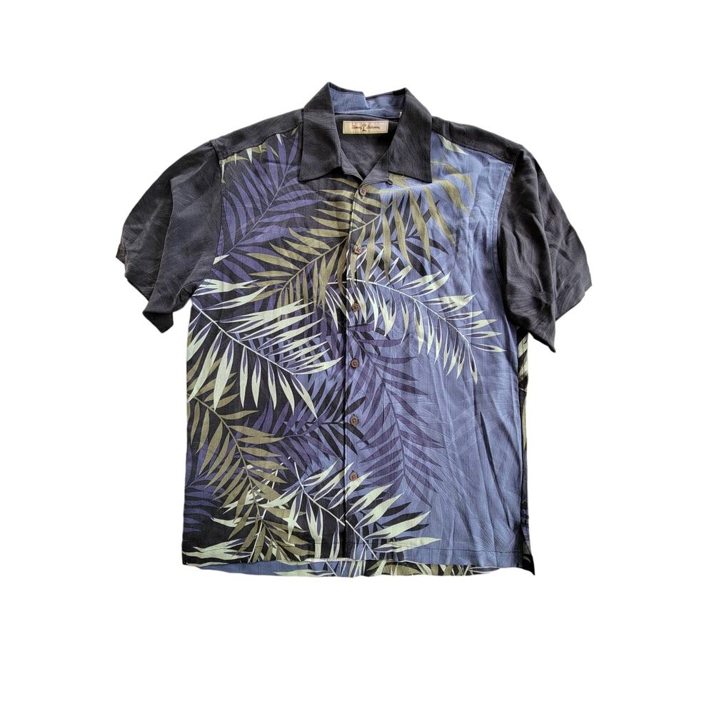 Tommy Bahama 100% Silk Tropical Palm Leaf Hawaiian Resort Vacation Button Down M